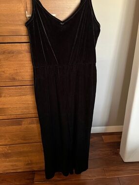 Wild Fable Black Velvet V-Neck Sleeveless Jumpsuit